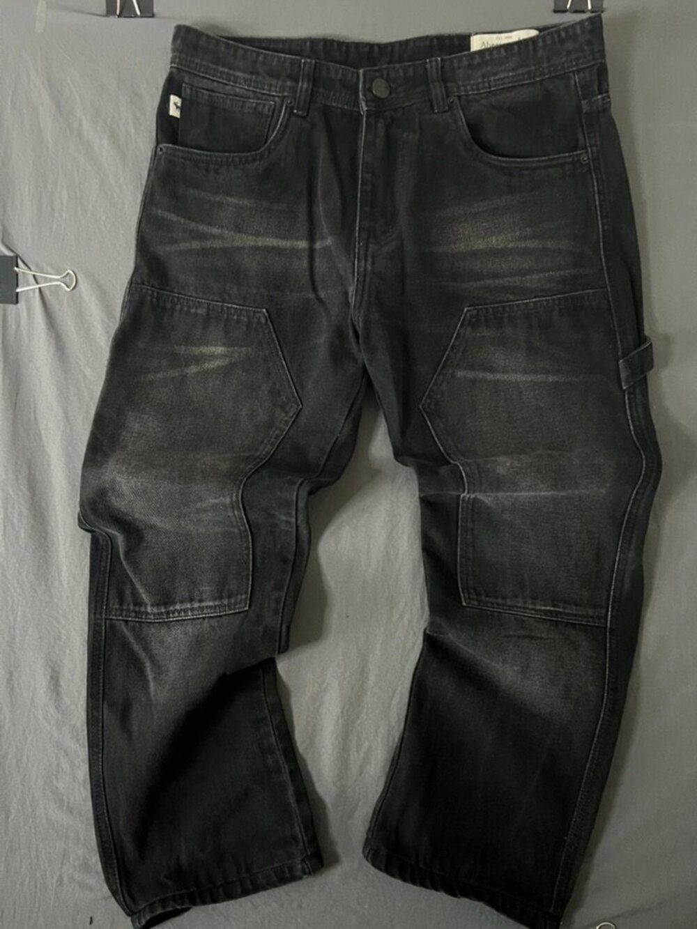 Abercrombie fitch double knee jeans 34 X 30 Carpenters Work Pants Black Mens